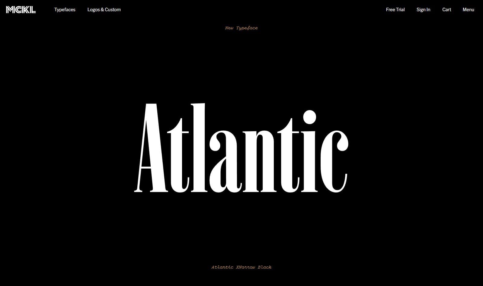 MCKL home page: the word Atlantic set large in a white condensed serif on black.